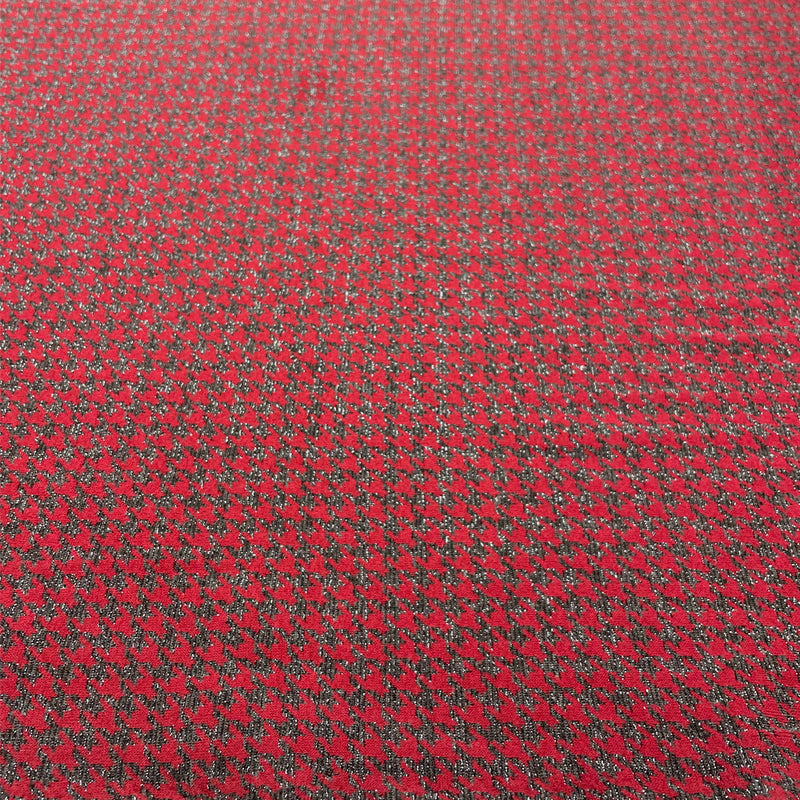 Mesh fabric, cotton - Houndstooth lurex, rosso