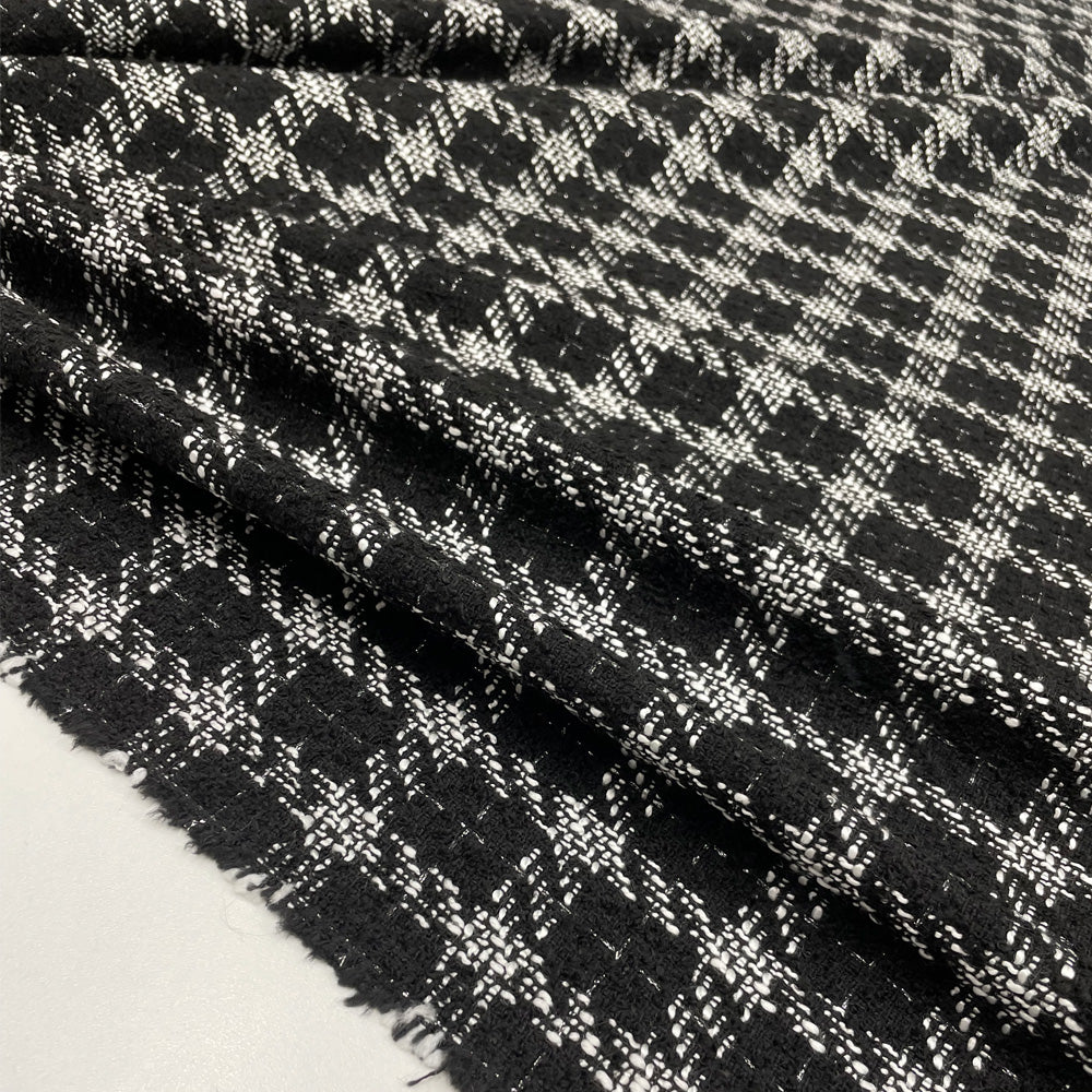 Tissu Tweed, Coton Viscose - Carreaux, Moderno