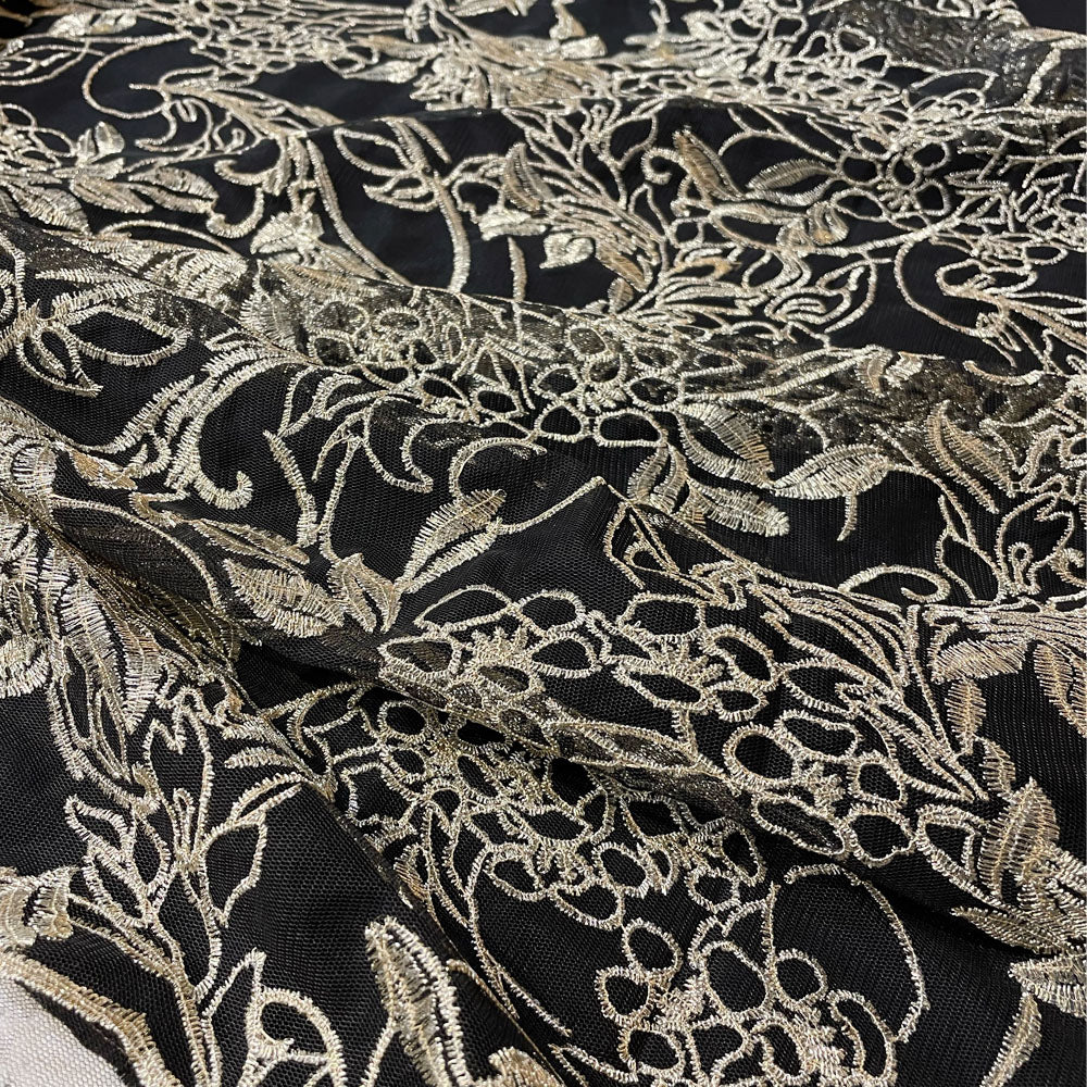 Tissu tulle brodé - Doré