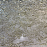 Tissu tulle brodé - Doré